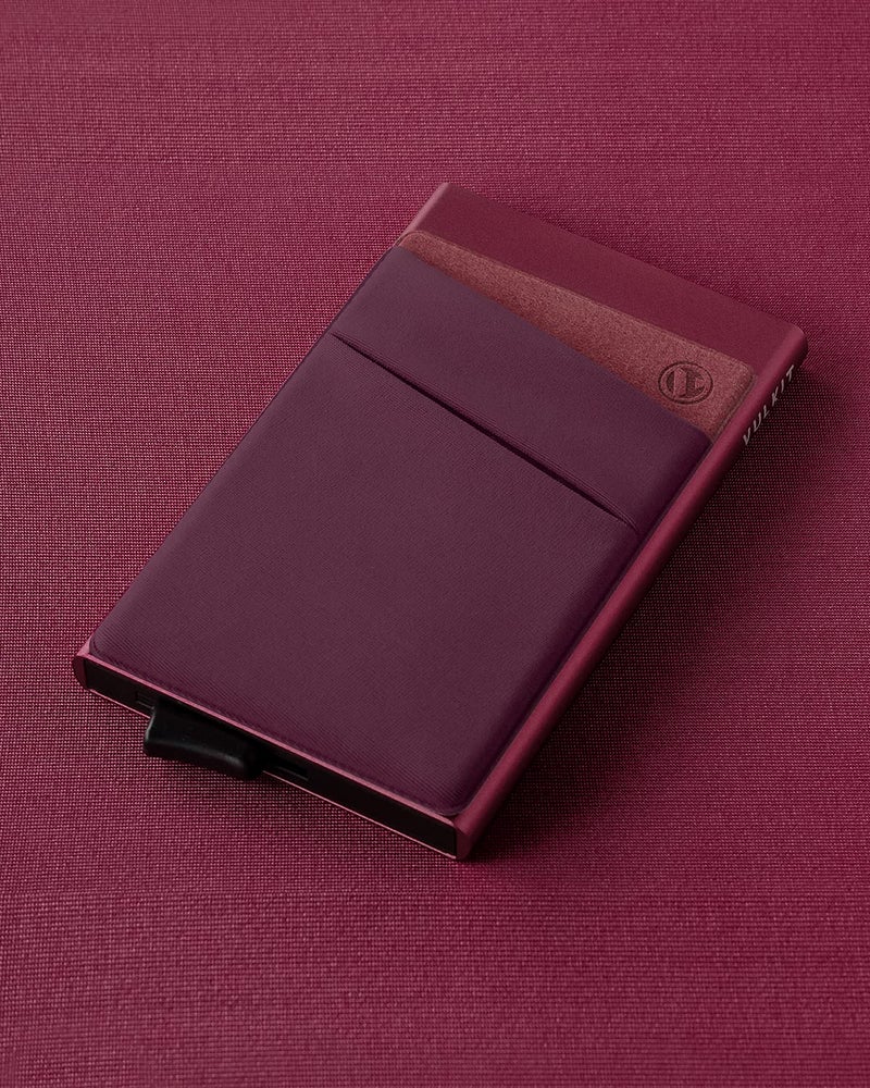 VULKIT Card Holder with Money Pocket Pop Up Wallet RFID Blocking Slim Metal Bank Card Case Holds 5 Cards and Notes (Wine) - Image 5