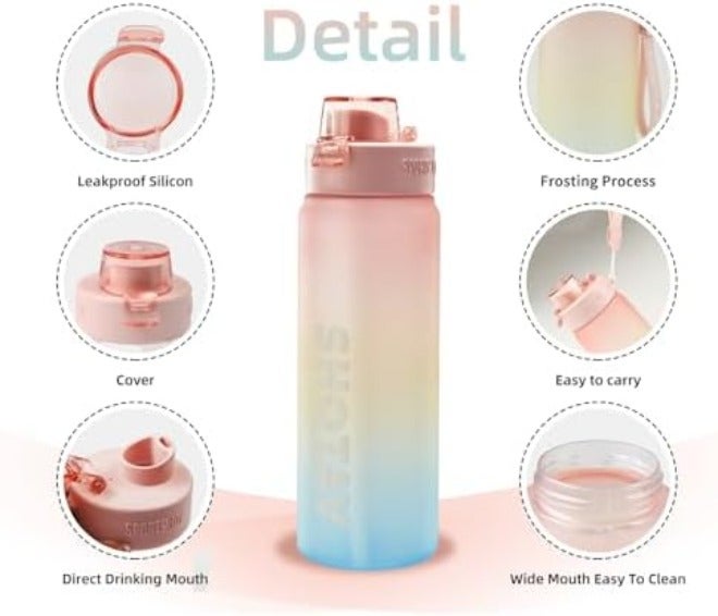 SHOTAY Sports Water Bottles 1 L/32 oz BPA Free And Leakproof, Fast Flow With Removable Straw, Gym Water Bottle For School, Fitness And Outdoor Sports  White. - Image 5