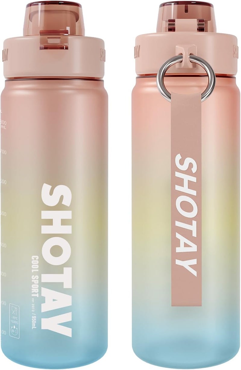 SHOTAY Sports Water Bottles 1 L/32 oz BPA Free And Leakproof, Fast Flow With Removable Straw, Gym Water Bottle For School, Fitness And Outdoor Sports  White. - Image 1