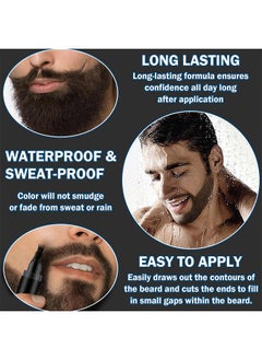 East Moon Beard Shaping Pen, Three-In-One Beard Filler Pen, Beard Powder And Beard Brush, Waterproof And Sweat-Proof Long-Lasting Coverage  - Image 4
