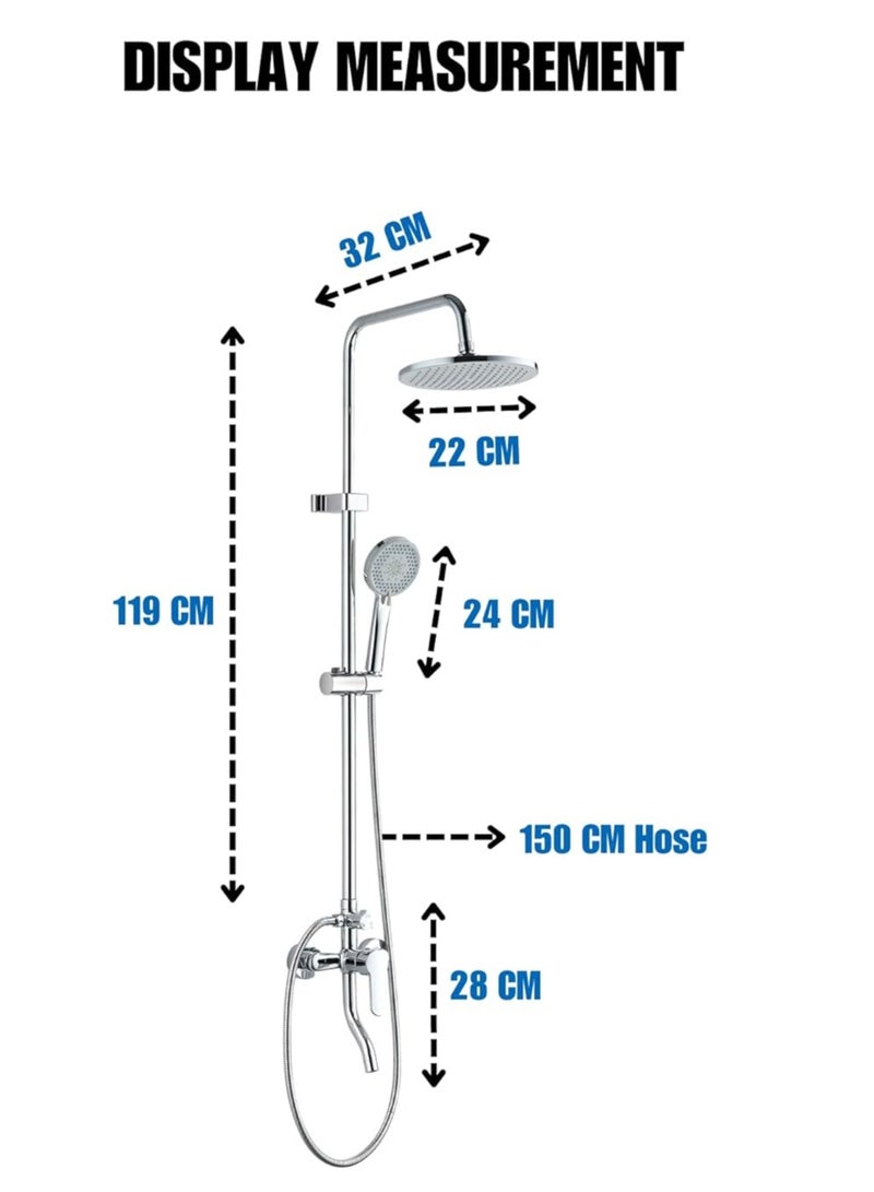 ModiX Stainless Steel Shower Wall Panel System | 5 Function Hand Shower Top Spray, Inner Tube and Shower Rod Shower System  - Image 2