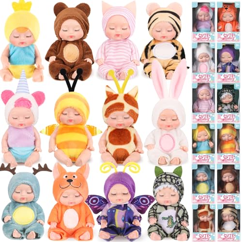 Hanaive 12 Pcs Mini Reborn Baby Doll Cute Christmas Doll Gifts 4 Inch Realistic Dolls with Clothes Lifelike Mini Baby Dolls Set for Girl Boy 3 Birthday GiftCute Style - Image 1