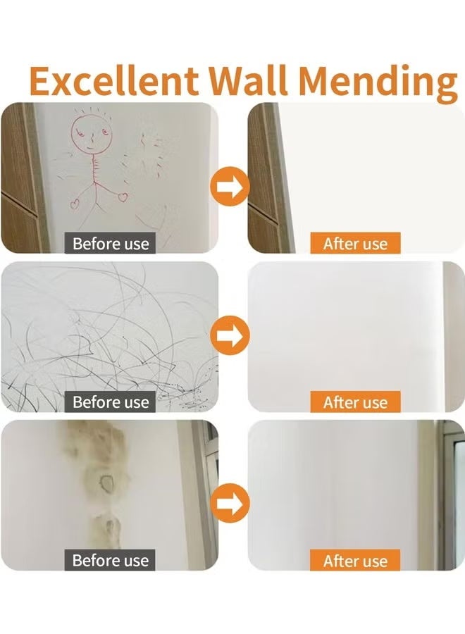 غوان جي آي إيه Drywall إصلاح مجموعة، ترقية 500g قدرة كبيرة الطلاء الأبيض مع الأسطوانة، الجدار سطح الخدش حل سريع وسهل، الأسطوانة الصغيرة فرشاة إصلاح مجموعة - الأبيض - Image 5