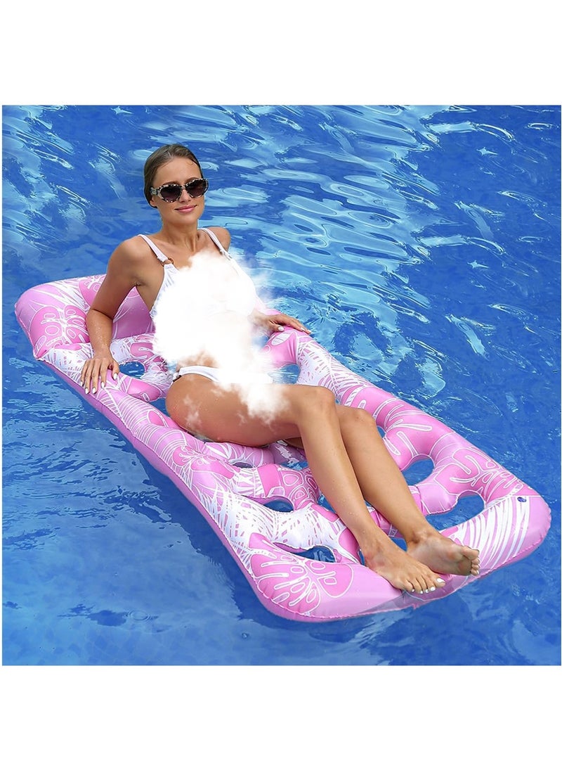 VUCATIN 180x80cm Inflatable Pool Float for Adults Eco-Friendly Ventilated Breathable Floating Beds Portable Water Lounger Beach Lake Pool Party Family Use Supports 150kg Weight (Pink) - Image 1