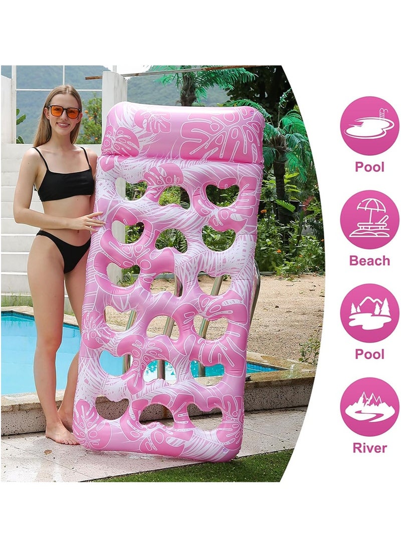 VUCATIN 180x80cm Inflatable Pool Float for Adults Eco-Friendly Ventilated Breathable Floating Beds Portable Water Lounger Beach Lake Pool Party Family Use Supports 150kg Weight (Pink) - Image 3