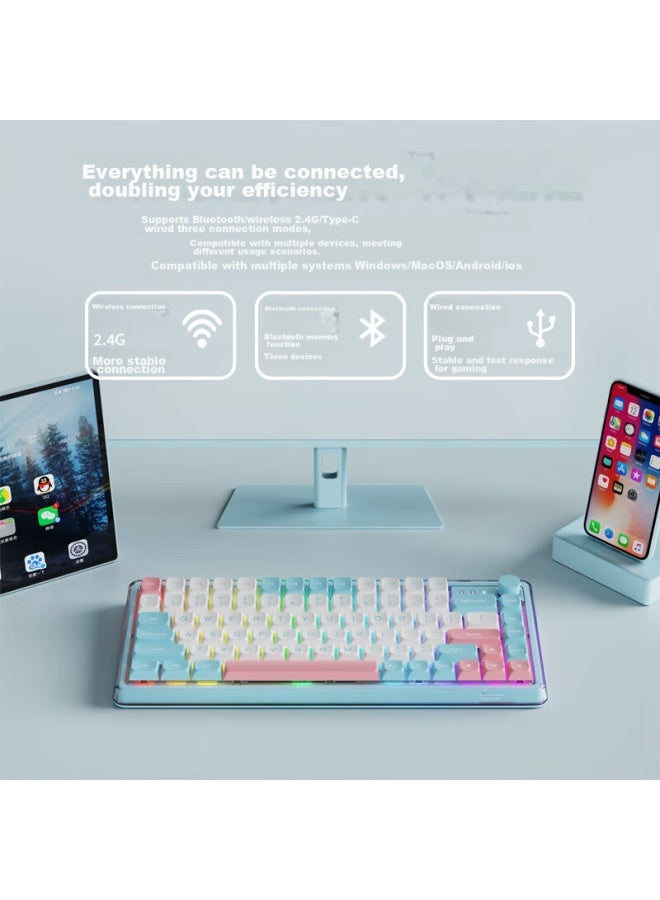 Eweadn V82pro Small Ice Sugar Wireless Bluetooth Tri-mode Custom Mechanical Keyboard, High-end Office And Gaming Laptop Tablet Peripheral, Ivory White Windcherry Switch - Image 2