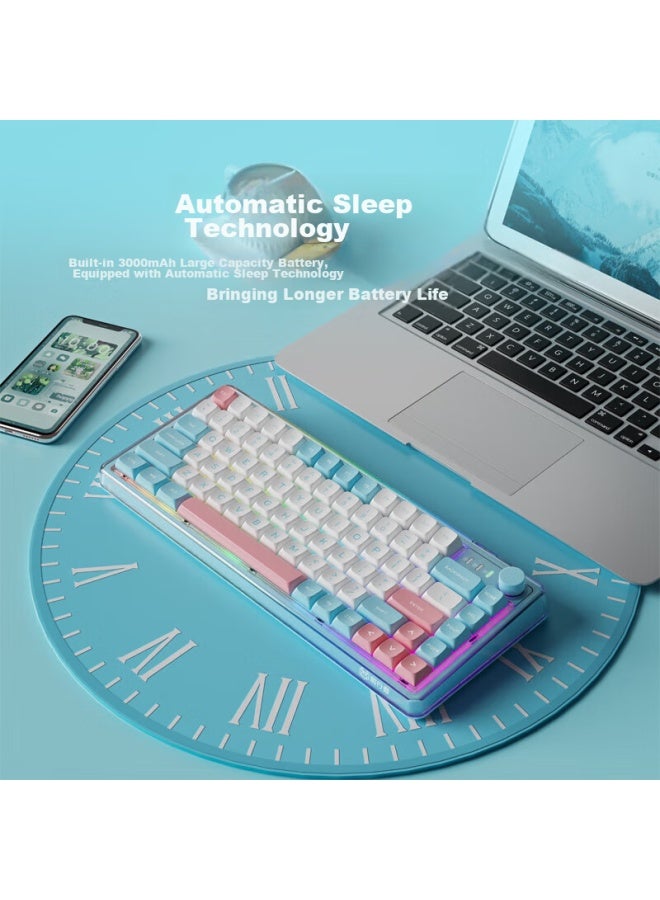 Eweadn V82pro Small Ice Sugar Wireless Bluetooth Tri-mode Custom Mechanical Keyboard, High-end Office And Gaming Laptop Tablet Peripheral, Ivory White Windcherry Switch - Image 3