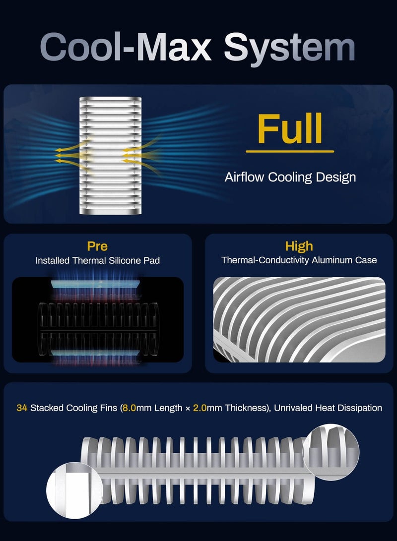 تيراماستر علبة TERRAMASTER D1 SSD Plus 40Gbps M.2 NVMe SSD - علبة M.2 من الألومنيوم USB Type-C، متوافقة مع USB 4/3.2/3.1/3.0/2.0، Thunderbolt 5/4/3، تطبيق جوال للنسخ الاحتياطي للبيانات متضمن (بدون قرص) - Image 5