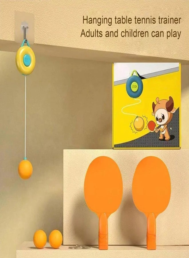 PIVOT Indoor Hanging Table Tennis Set for Kids, Table Tennis Self Training Game Set with 3 Ping Pong Balls & 1 Pair Paddle, Ping Pong Training Set Portable Adjustable Game for Kids - Multicolor - Image 2