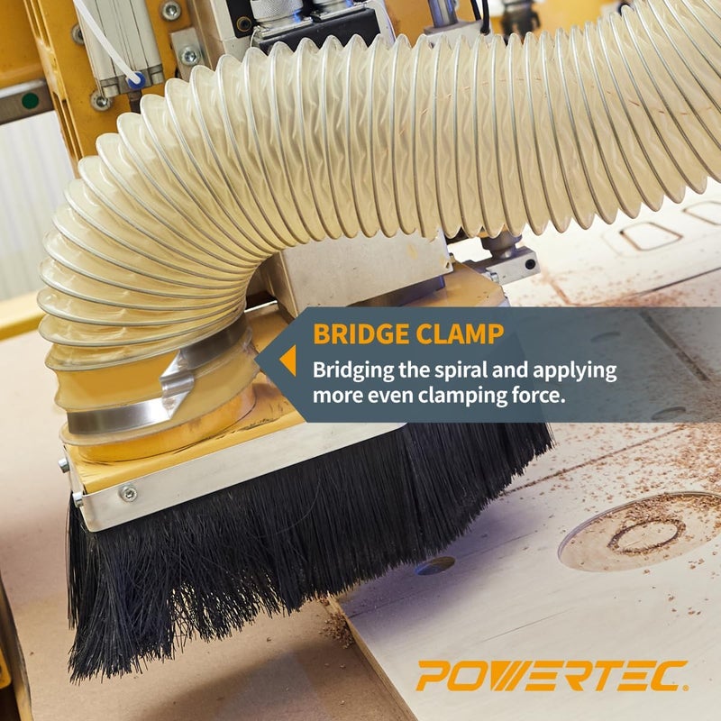 POWERTEC 70225 4 Inch Right Hand Keyed Bridge Hose Clamp, Thumb Screw Key Adjustable Stainless Steel Hose Clamps for Dust Collection, Dust Collector and Dryer Vent Hose, 5 pack - Image 2