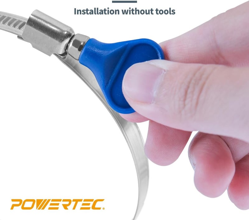 POWERTEC 70225 4 Inch Right Hand Keyed Bridge Hose Clamp, Thumb Screw Key Adjustable Stainless Steel Hose Clamps for Dust Collection, Dust Collector and Dryer Vent Hose, 5 pack - Image 4