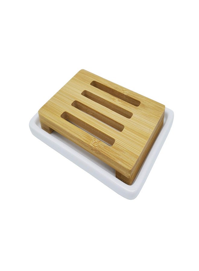 Lofekea Soap Dish Holder, Self Draining Soap Saver Bar Soap Holder for Shower Ceramic Soap Dish for Shower,Bathroom, Kitchen (Bamboo) - Image 1