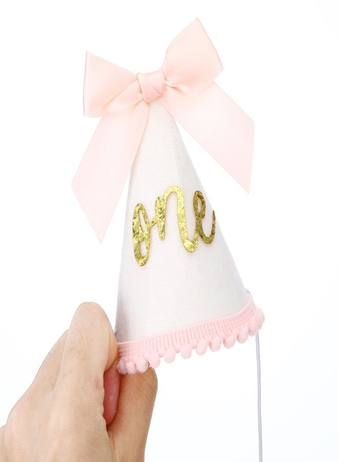 ElevateTech 1st Birthday Crown, Bow First Birthday Hat One Year Old Birthdays Decorations Glitter Number Party Hat Princess Bow Hats for Photo Props Cake Smash Outfit, Pink - Image 4