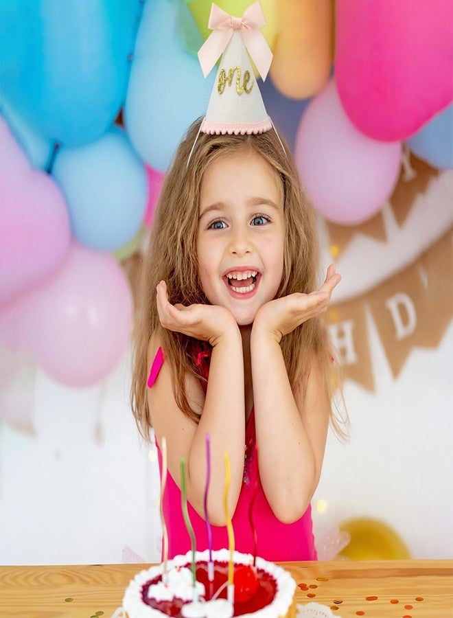 ElevateTech 1st Birthday Crown, Bow First Birthday Hat One Year Old Birthdays Decorations Glitter Number Party Hat Princess Bow Hats for Photo Props Cake Smash Outfit, Pink - Image 2