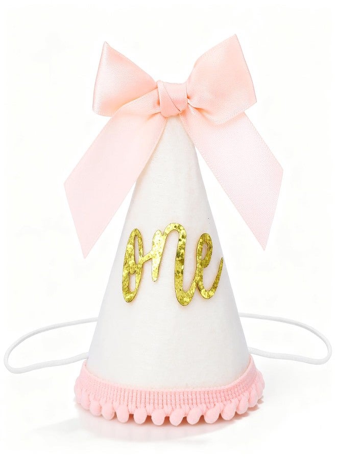 ElevateTech 1st Birthday Crown, Bow First Birthday Hat One Year Old Birthdays Decorations Glitter Number Party Hat Princess Bow Hats for Photo Props Cake Smash Outfit, Pink - Image 1