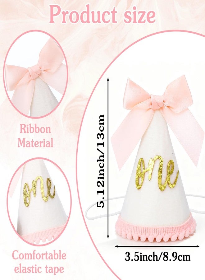 ElevateTech 1st Birthday Crown, Bow First Birthday Hat One Year Old Birthdays Decorations Glitter Number Party Hat Princess Bow Hats for Photo Props Cake Smash Outfit, Pink - Image 3