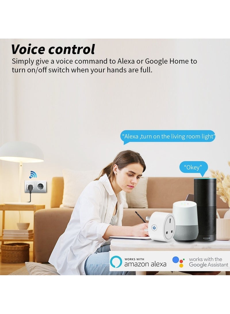 قابس واي فاي ذكي، مقبس توصيل ذكي 16 أمبير لأتمتة الأجهزة المنزلية متوافق مع Google Home وAlexa. مقبس صغير مع جهاز تحكم عن بعد وصوت مع وظيفة المؤقت. لا يوجد محور مطلوب. (عبوة من 1) - Image 5