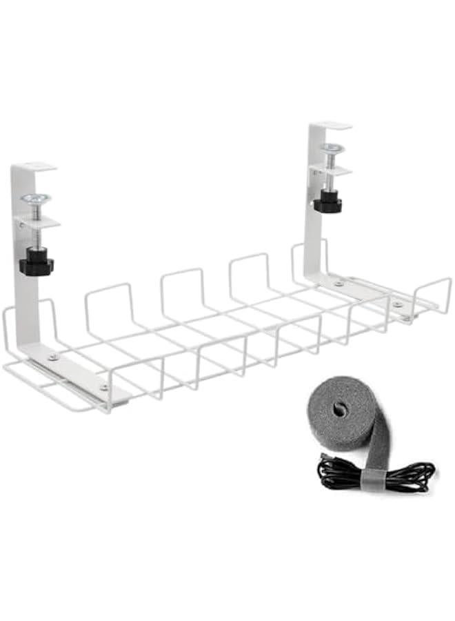 HOOKOR Cable Management Tray, Metal Wire Cable Tray for Office and Home,Cable Organizer for Wire Management (Black, 2pcs) (White, 1pc)  - Image 1