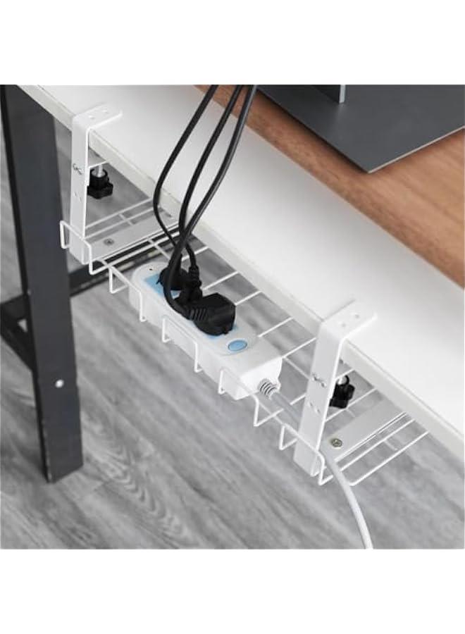 HOOKOR Cable Management Tray, Metal Wire Cable Tray for Office and Home,Cable Organizer for Wire Management (Black, 2pcs) (White, 1pc)  - Image 2