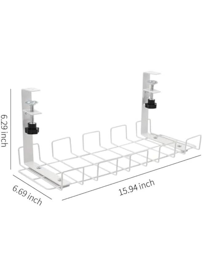 HOOKOR Cable Management Tray, Metal Wire Cable Tray for Office and Home,Cable Organizer for Wire Management (Black, 2pcs) (White, 1pc)  - Image 4