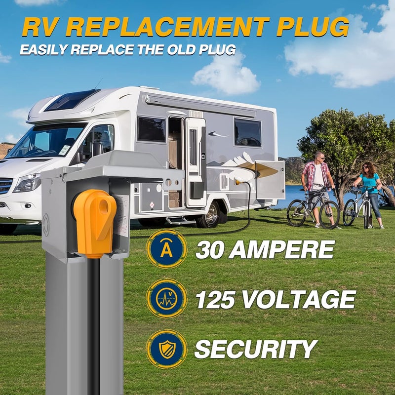 MICTUNING 125V 30Amp Heavy Duty Male Plug RV Replacement with Ergonomic Handle - Image 2