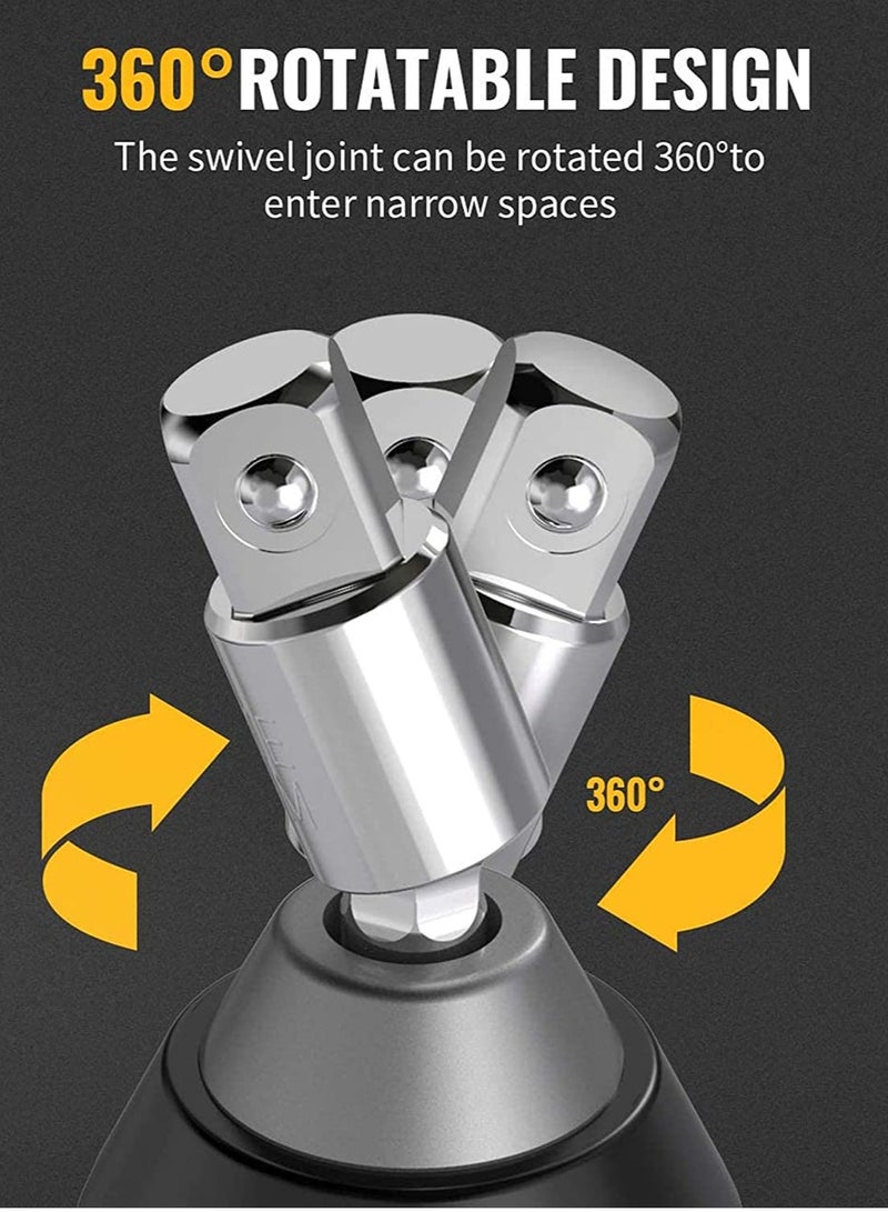 Power Drill Sockets Adapter Impact Driver Adapter 360 Degrees Rotatable Hex Shank Impact Driver Socket Adapter Socket to Drill Adapter 1/4" 3/8" 1/2" Impact Driver Adapter 3 Piece - Image 2