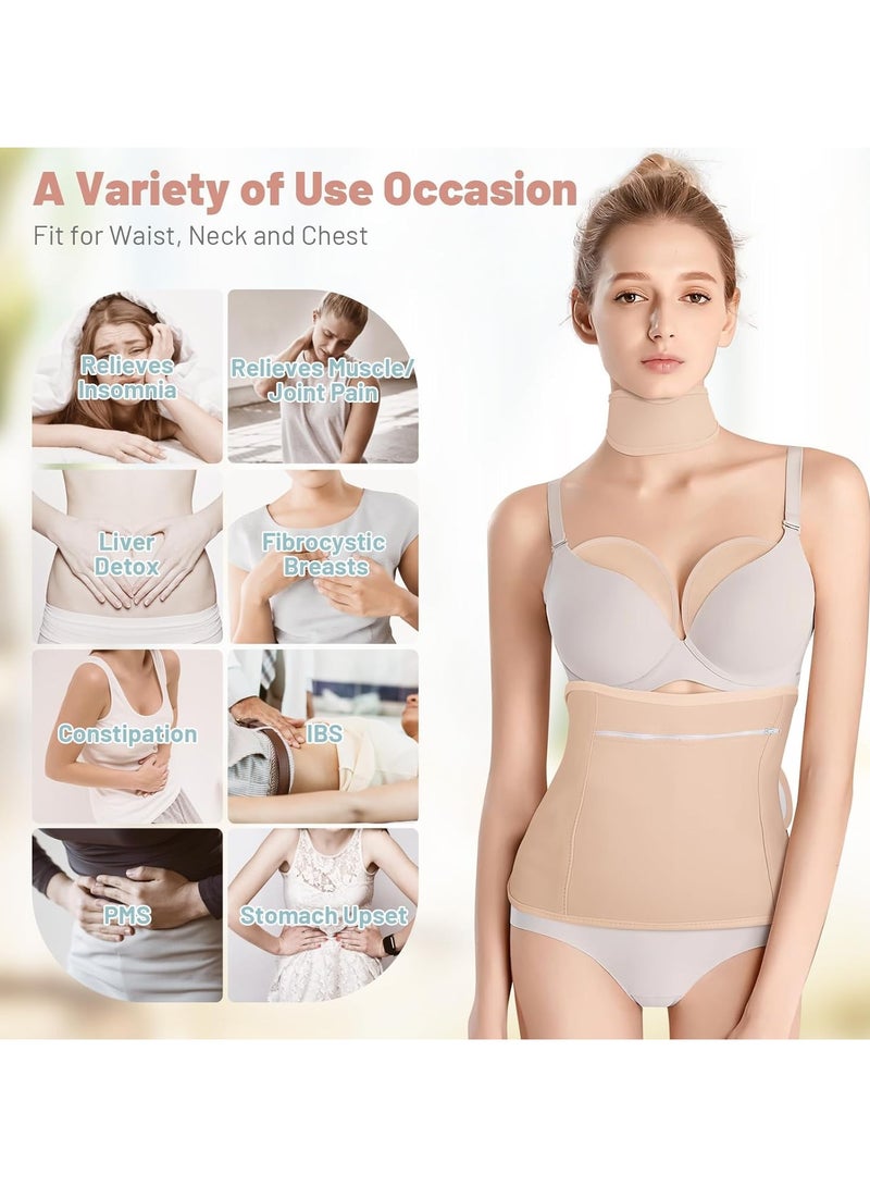 general 4 Pack Castor Oil Packet Set Reusable organic castor oil packet set for waist, neck and chest with adjustable velcro straps Cotton flannel castor oil packet for liver detox Leak-proof oil - Image 2