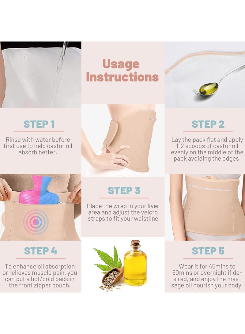 general 4 Pack Castor Oil Packet Set Reusable organic castor oil packet set for waist, neck and chest with adjustable velcro straps Cotton flannel castor oil packet for liver detox Leak-proof oil - Image 5