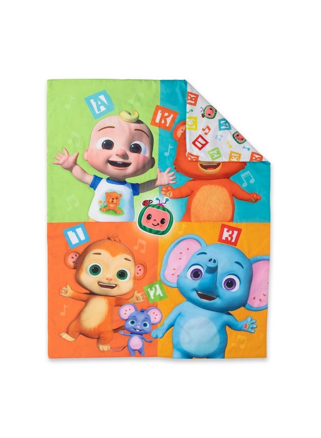 CoComelon Learning is Fun 4 Piece Toddler Bedding Set - Includes Comforter, Sheet Set - Fitted + Top Sheet + Reversible Pillowcase for Boys and Girls Bed, Letters and Music Design, Orange - Image 3