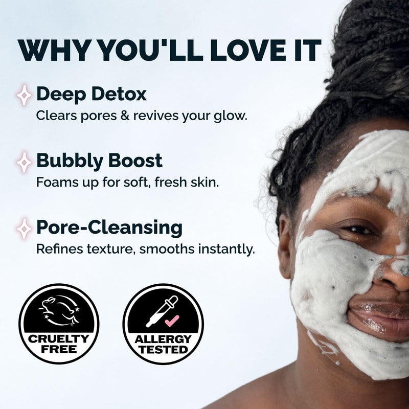 Elizabeth Mott Carbonated Bubble Detox Clay Mask â€“ Korean Skincare for Deep Pore Cleansing, Acne, Blackheads & Oil Control â€“ Charcoal Face Mask for Breakouts & Smooth Skin â€“ Cruelty-Free, 3.53 oz - Image 3