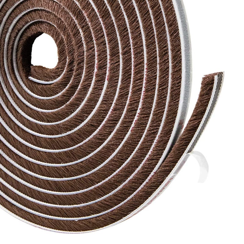 TORRAMI Felt Pile Weather Stripping Brush Strip for Window and Door Seal 1132 inch x 1132 inch x 16 ftStrong Adhesive Backing Door Felt Strip for Sealing Insulation Brown