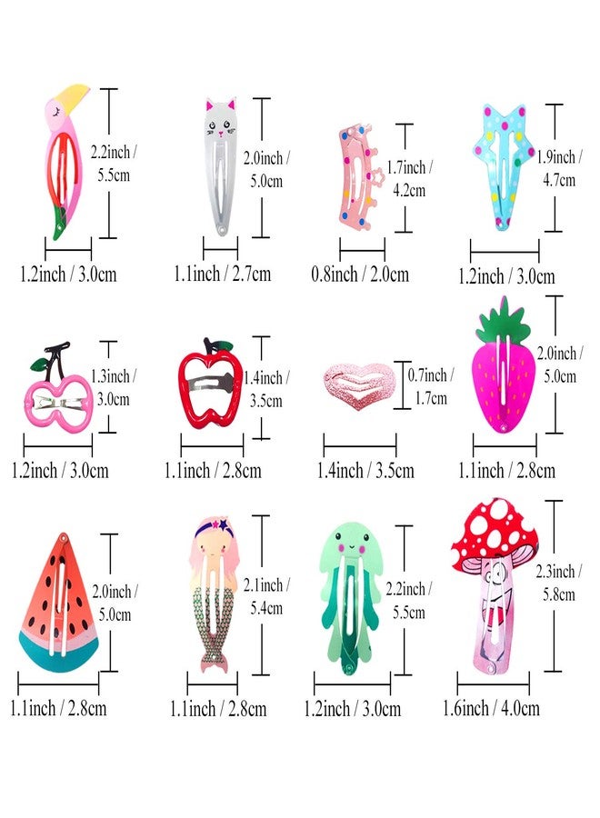 Funtopia Girls Hair Clips Barrettes, Funtopia 80 Pcs Lovely Animal Fruit Printed Pattern Metal Snap Hair Clips Cartoon Design Hairpins for Kids Teens Pets - Image 3