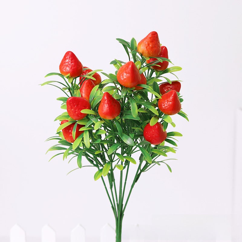 Generic Artificial Citrus  Pomegranate Home Decor[7-fork bunch of strawberries]] [7-fork bunch of strawberries]] 