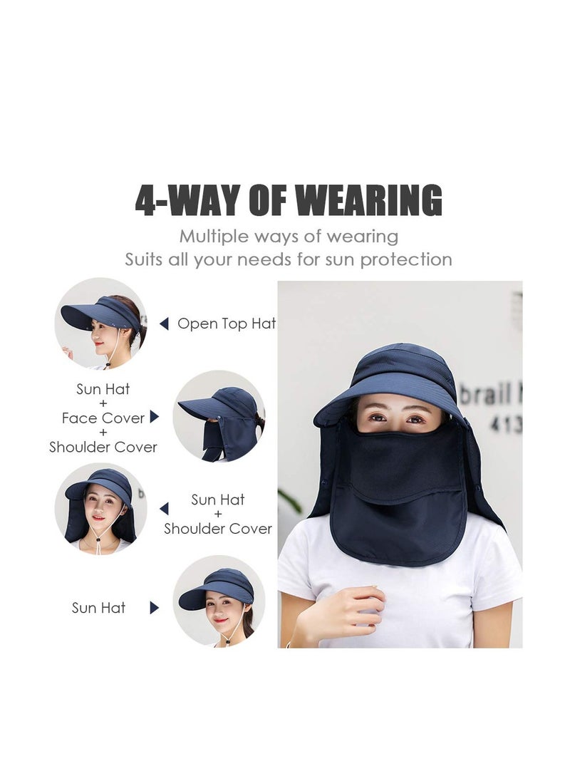 SYOSI Wide Brim Sun Hat, Fishing Hat Cap for Men & Women, Outdoor UV Sun Protection Hat, Women Sun Face Mask Visor Hat, Waterproof Breathable Hiking Hat, UPF 50 Protection Bucke (Grey)  - Image 3