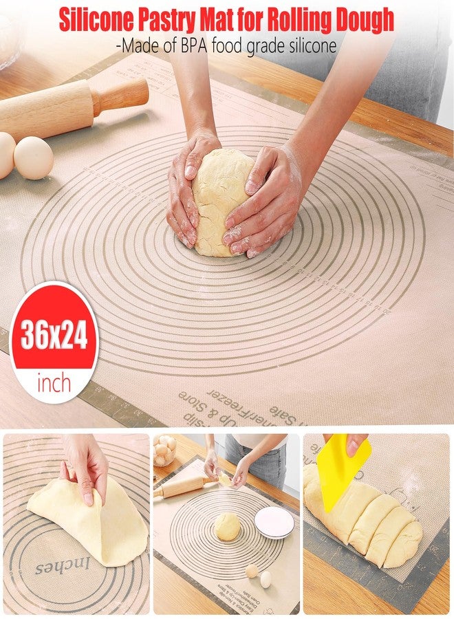 SZNOBC Silicone Pastry Mat 36x24 Inch Extra Large Baking Mat, Nonstick Kitchen Counter Kneading Board, Perfect for Dough, Pastry, Dough Rolling, Fondant, Pie Crust, Fondant, Cookies, Bread, Pasta, Pizza - Image 4