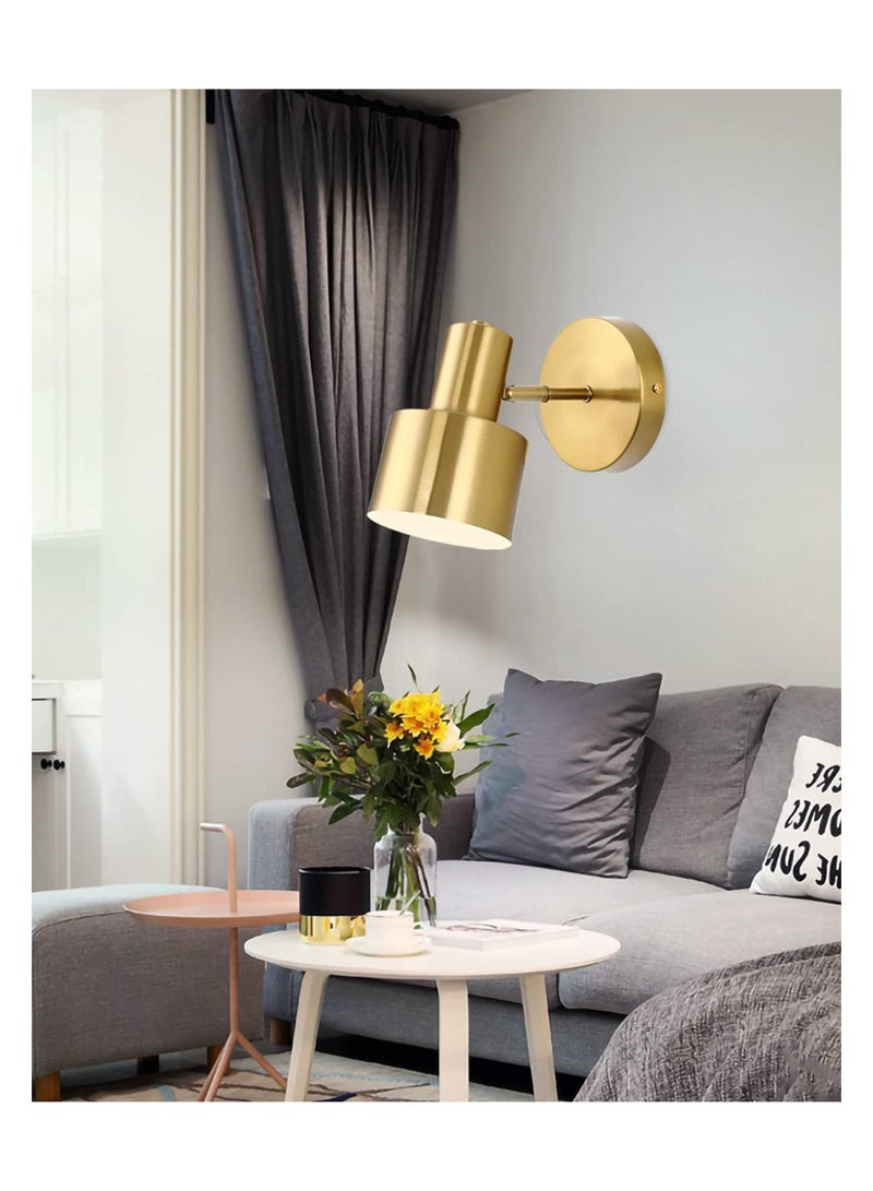 SYOSI تركيبات إضاءة جدار ذهبية حديثة، أضواء قراءة مثبتة على الحائط، مصباح قابل لضبط زاوية 280°، تركيبة إضاءة حائط نحاسية قابلة للتعديل، مصباح طاولة بجانب السرير، أضواء تجميل الحمام لمصابيح بقاعدة E26 - Image 3