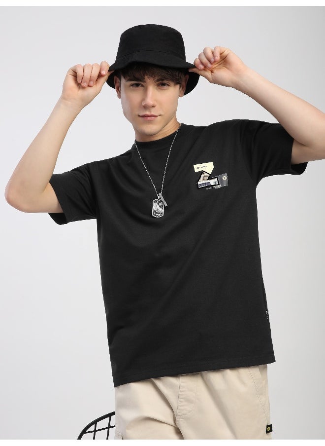 Beyoung Black Z Embroidered Patch Oversized T-Shirt  - Image 1