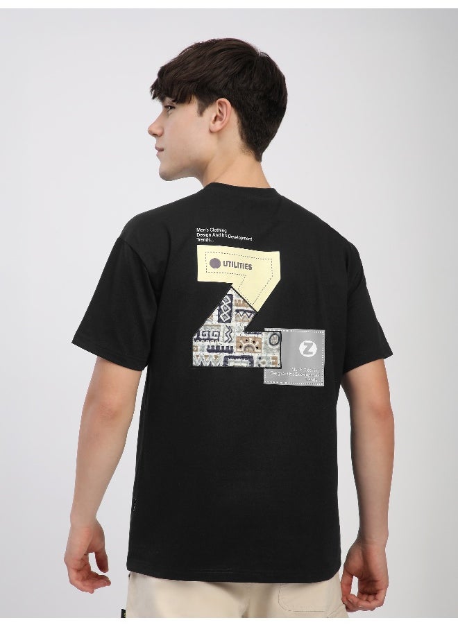 Beyoung Black Z Embroidered Patch Oversized T-Shirt  - Image 2