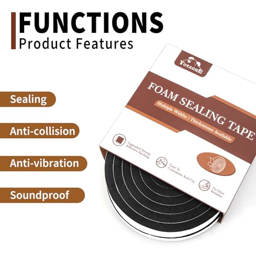 Yotache Window Insulation Weather Stripping 1/2" x1/2", Closed Cell Foam Tape Adhesive Rubber Seal Strip, 2 Rolls x 6.5 Ft Each, Total 13 Feet Long - Image 5