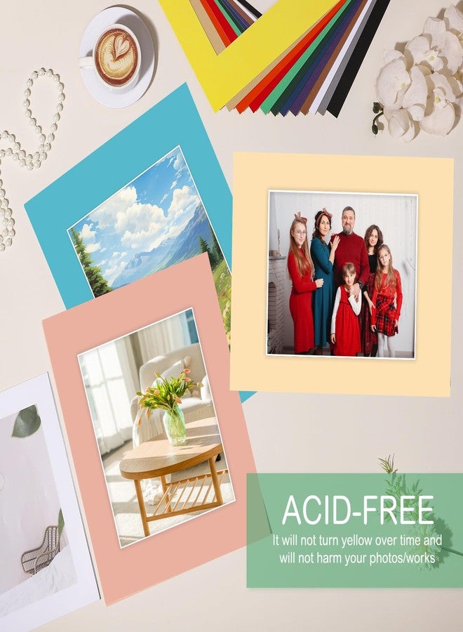 Prudiut 15 Pack 11x14 Picture Mats, Mixed Colors Frame Mattes for 8 x10 Pictures Photo Frame Mat Core Bevel Cut Mat Board Show Kit for Photos, Prints, Artworks - Image 4
