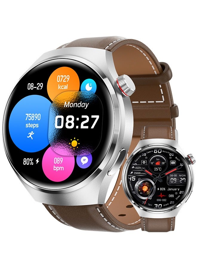 RollsTimi  Men's Bluetooth Smartwatch Silver Metal Dial Color Delivery Silicone Strap Sports Waterproof Android Ios System Universal - Image 1