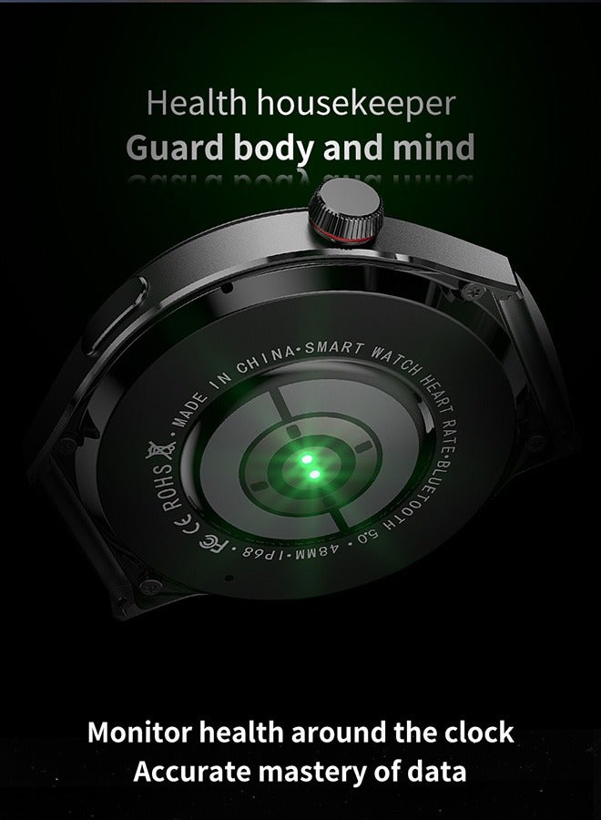 RollsTimi  Men's Bluetooth Smartwatch Silver Metal Dial Color Delivery Silicone Strap Sports Waterproof Android Ios System Universal - Image 5