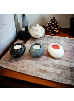 Taşdevri Life 3 Color Concrete Candle Holder (Black White Gray)  - Image 1