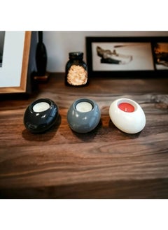 Taşdevri Life 3 Color Concrete Candle Holder (Black White Gray)  - Image 3