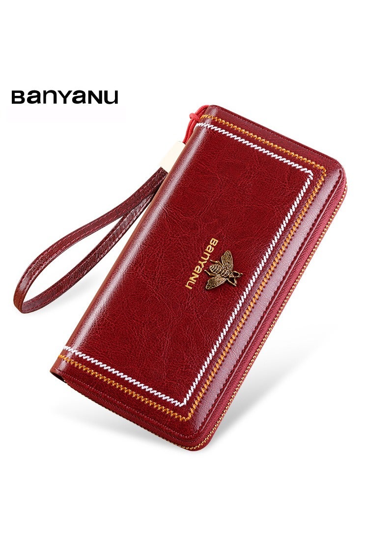 بانيانو BANYANU محفظة النساء طويلة الأسلوب 2025 الجلد الجديد كبيرة السعة حقيبة اليد النساء المال كليب - Image 1