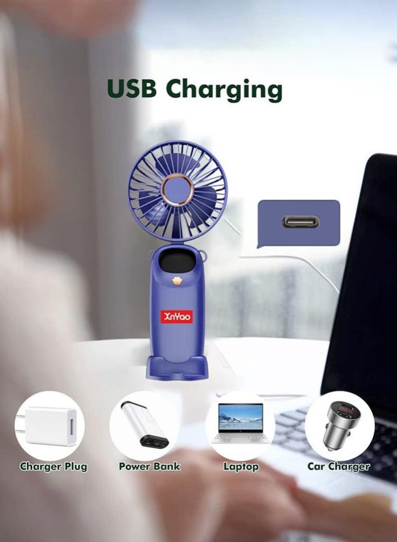 مروحة يدوية محمولة، مروحة صغيرة هادئة، مروحة شخصية قابلة لإعادة الشحن عبر USB، مروحة طاولة قابلة للتعديل بثلاث سرعات للمنزل والسفر والتنقل والمكياج والمكتب - Image 4