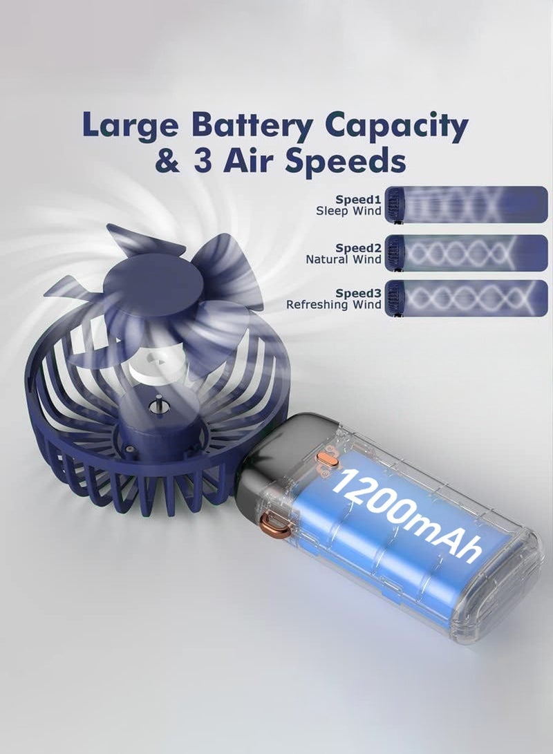 مروحة يدوية محمولة، مروحة صغيرة هادئة، مروحة شخصية قابلة لإعادة الشحن عبر USB، مروحة طاولة قابلة للتعديل بثلاث سرعات للمنزل والسفر والتنقل والمكياج والمكتب - Image 2