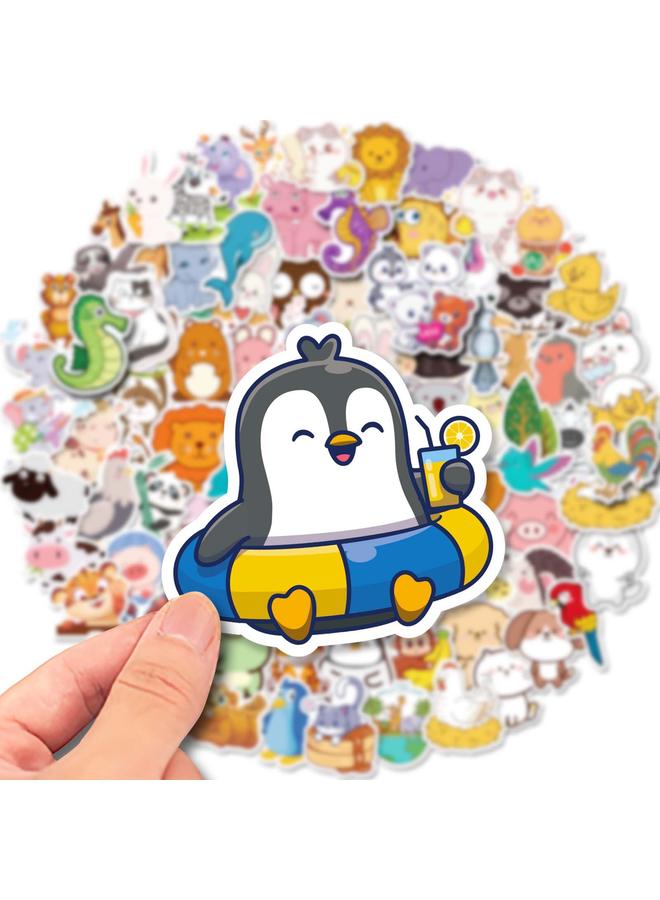 الأزرق جي دبليو 100 ملصق لطيف الحيوانات الصغيرة الكرتون Dy مضاد للماء الحيوانات الصغيرة خربش ملصقات مفكرة زخرفية - Image 1