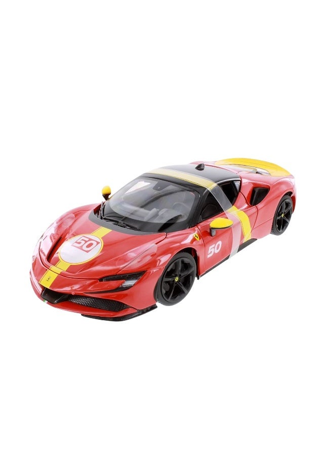 Bburago سيارة ببراغو رايس آند بلاي فيراري SF90 سترادالي أسيطو فيورانو مصنوعة من المعدن (1:18، أحمر) - Image 3