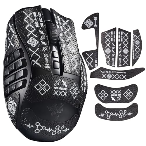 immoenuc Mouse Grip Tape Sticker for Razer Naga V2 Pro Wireless Gaming Mouse Anti Slip Skin Self-Adhesive,Pre-Cut,Sweat-Resistant (Printing Pattern) - Image 1
